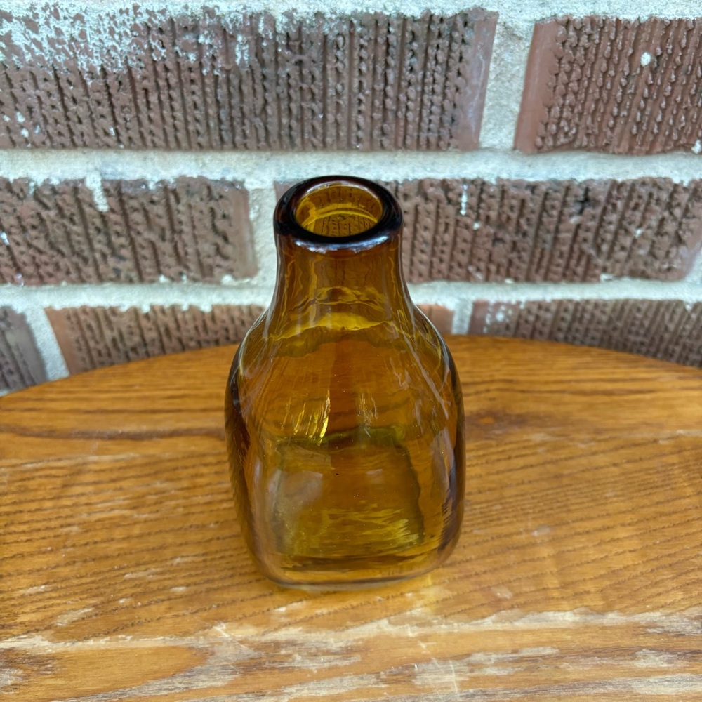 Hand Blown Bud Vase Mini Mouth Amber 
5.5” x 3” - Picture 2 of 6
